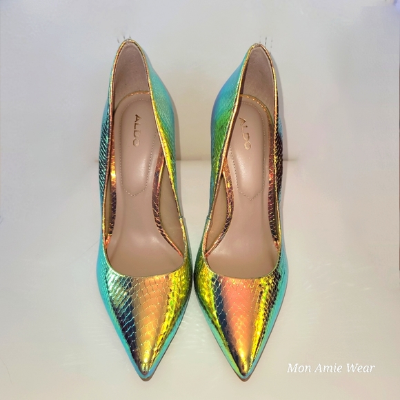 NWT Aldo Limited-Edition Snake PU Halogenic 4.25" High Heels - Picture 3 of 9